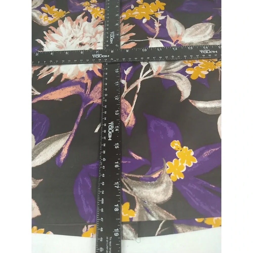 Ann‎ Taylor Skirt Ladies 0/Petite Purple Floral Lined Short Stretch Pencil Work
